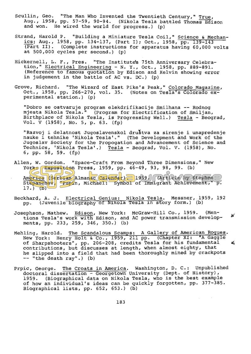 Dr. Nikola Tesla Bibliography - Page 183