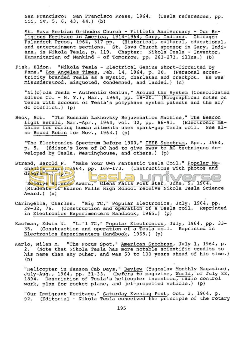 Dr. Nikola Tesla Bibliography - Page 195