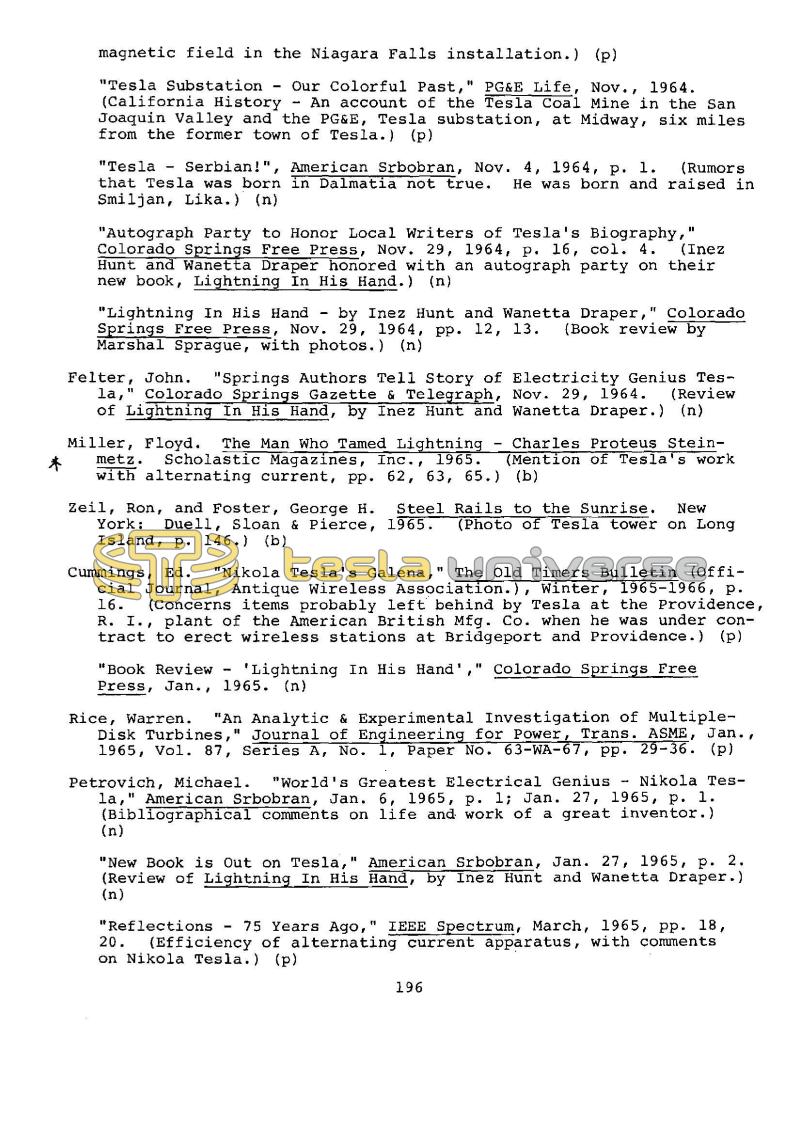 Dr. Nikola Tesla Bibliography - Page 196