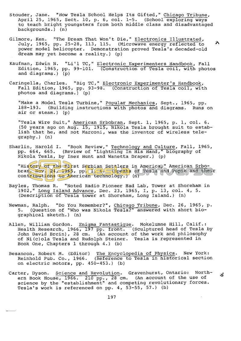 Dr. Nikola Tesla Bibliography - Page 197