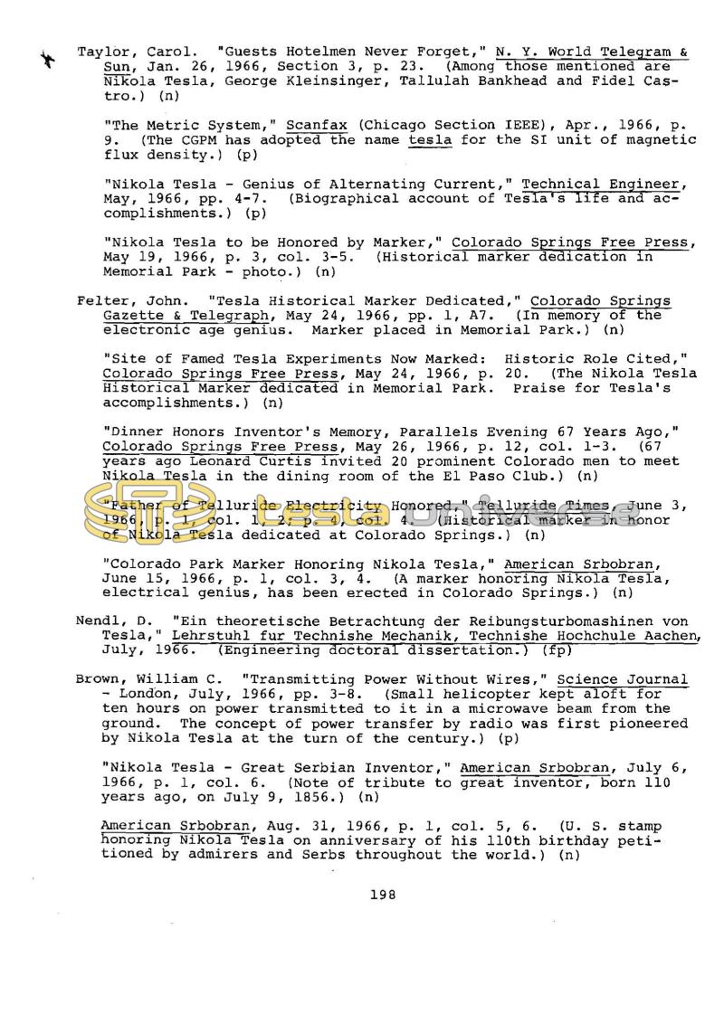 Dr. Nikola Tesla Bibliography - Page 198