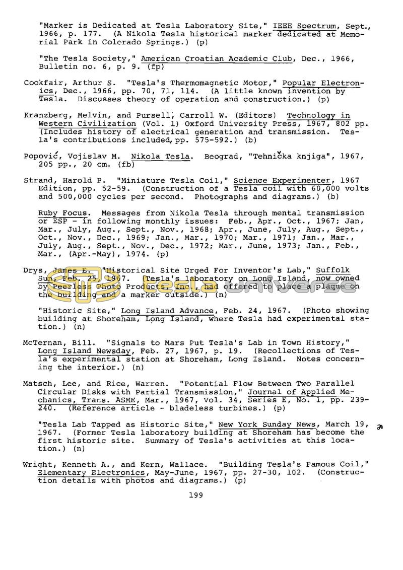 Dr. Nikola Tesla Bibliography - Page 199