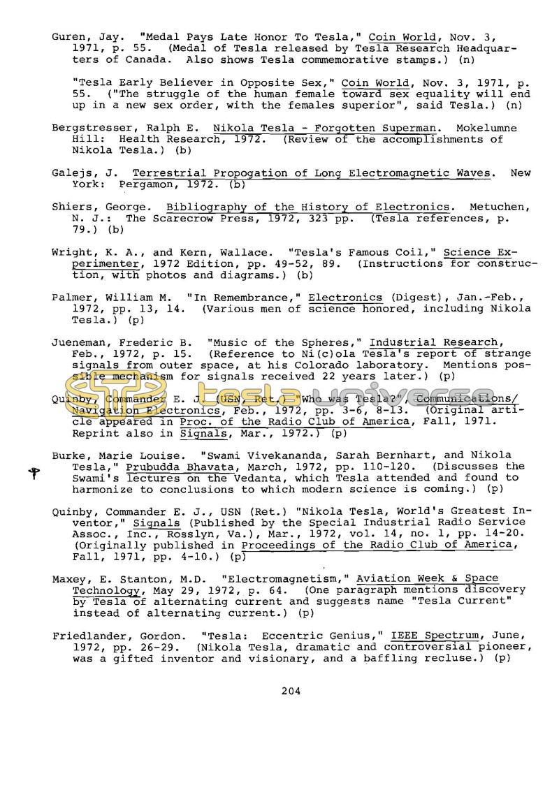 Dr. Nikola Tesla Bibliography - Page 204