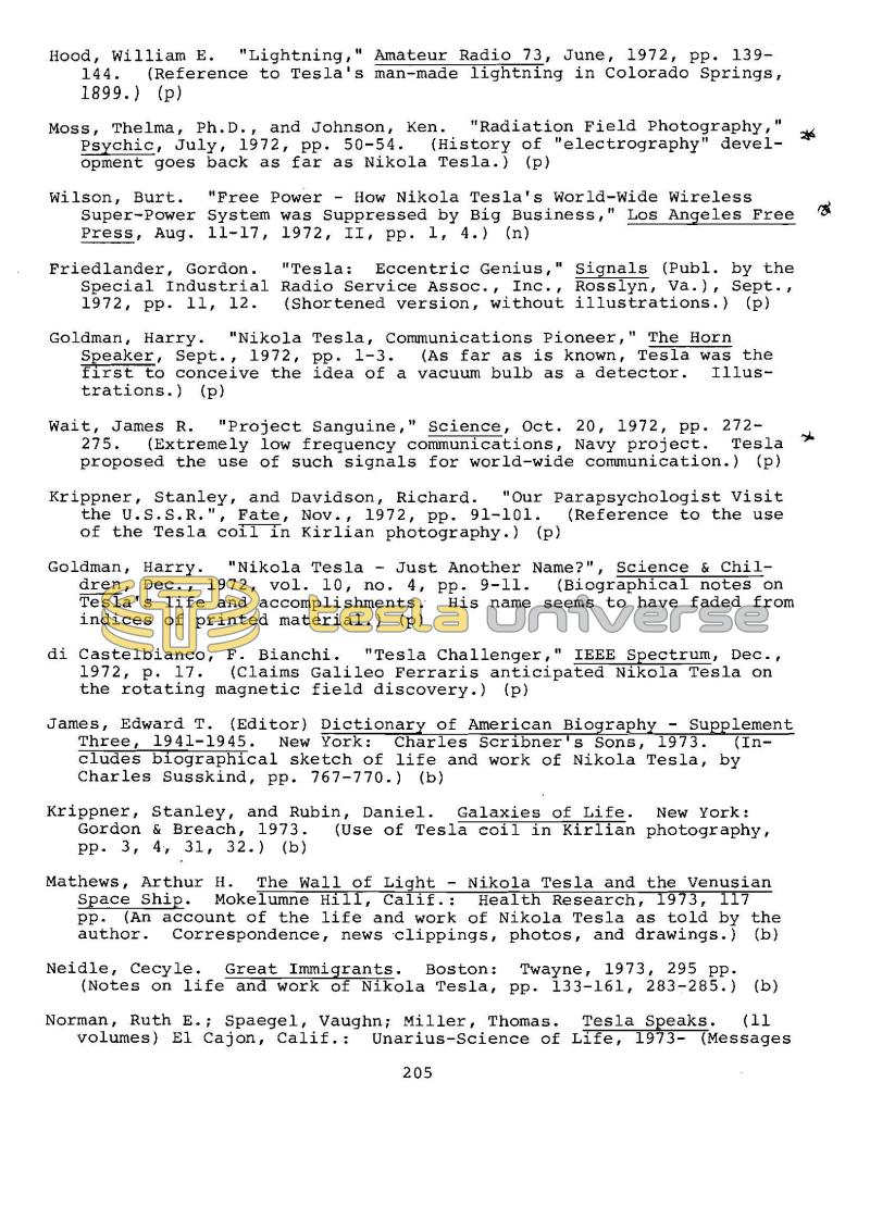 Dr. Nikola Tesla Bibliography - Page 205