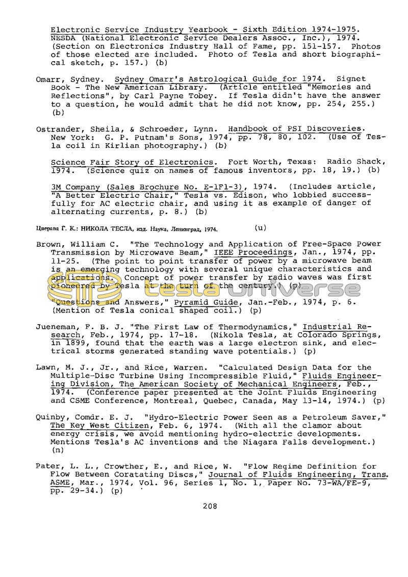 Dr. Nikola Tesla Bibliography - Page 208