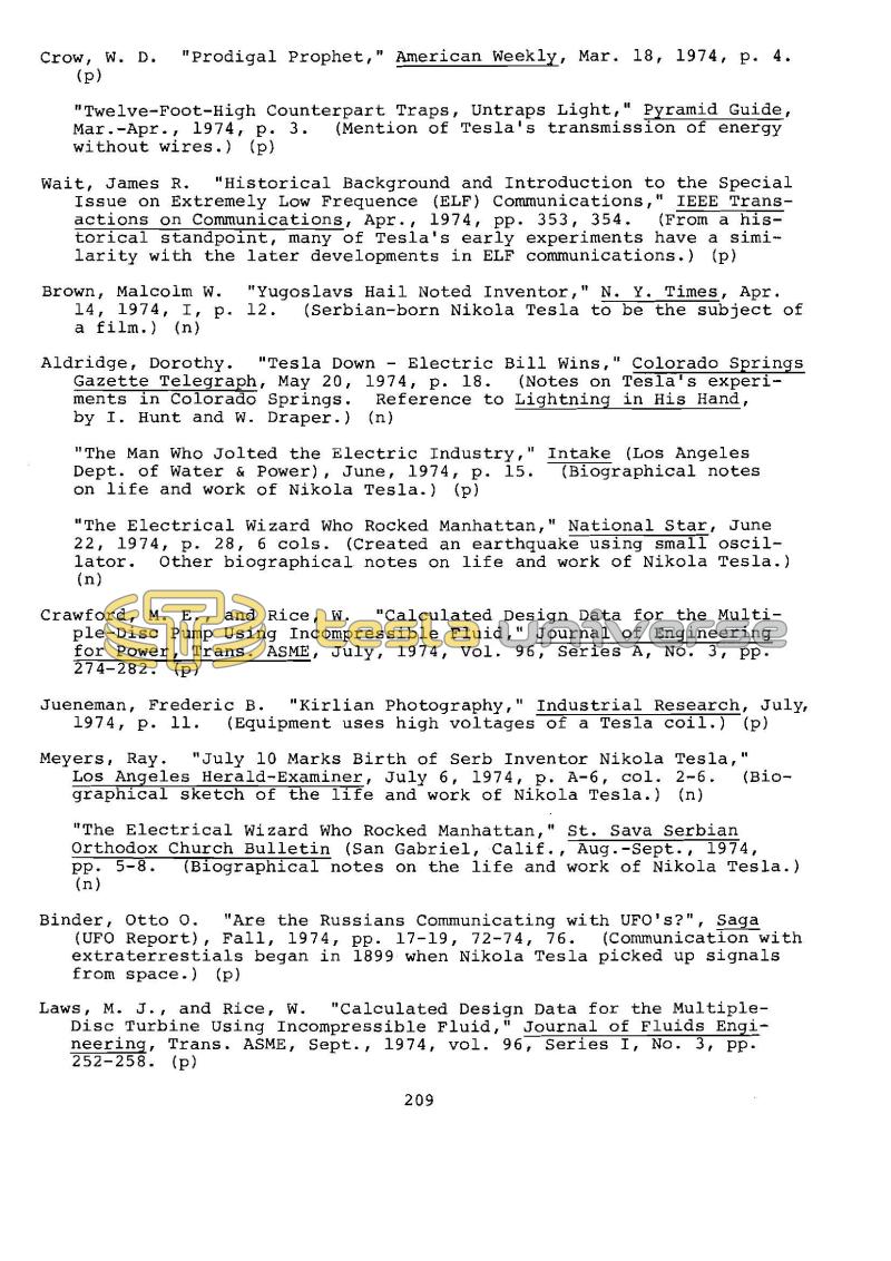 Dr. Nikola Tesla Bibliography - Page 209