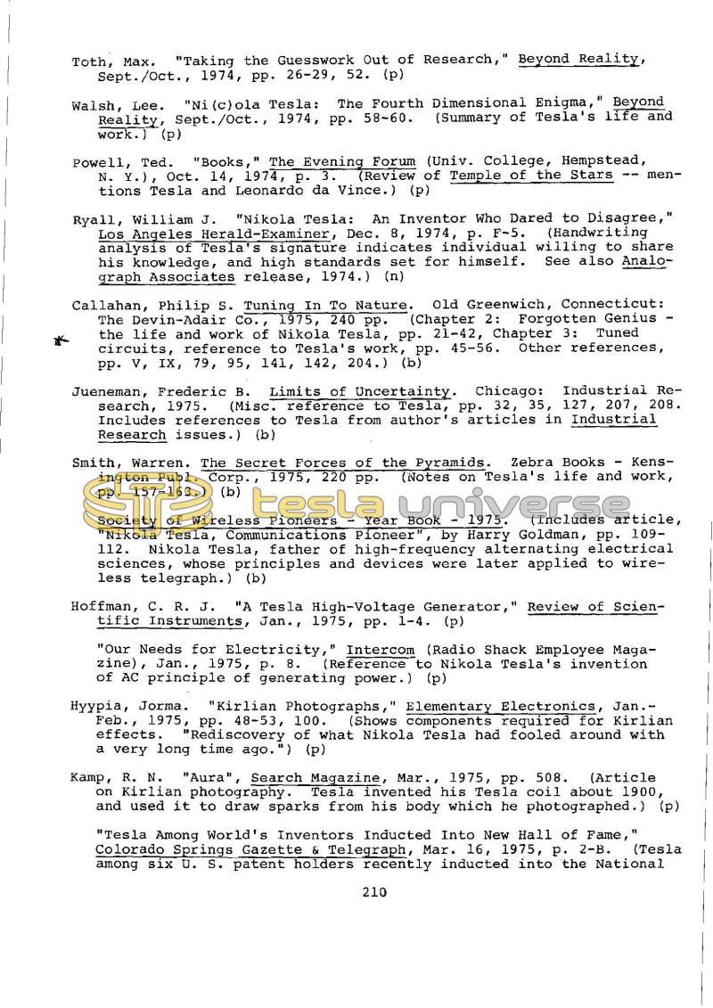 Dr. Nikola Tesla Bibliography - Page 210