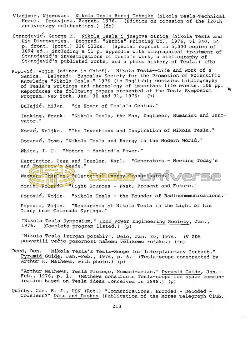 Dr. Nikola Tesla Bibliography - Page 213