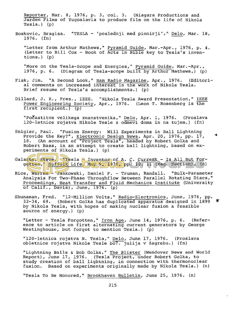 Dr. Nikola Tesla Bibliography - Page 215