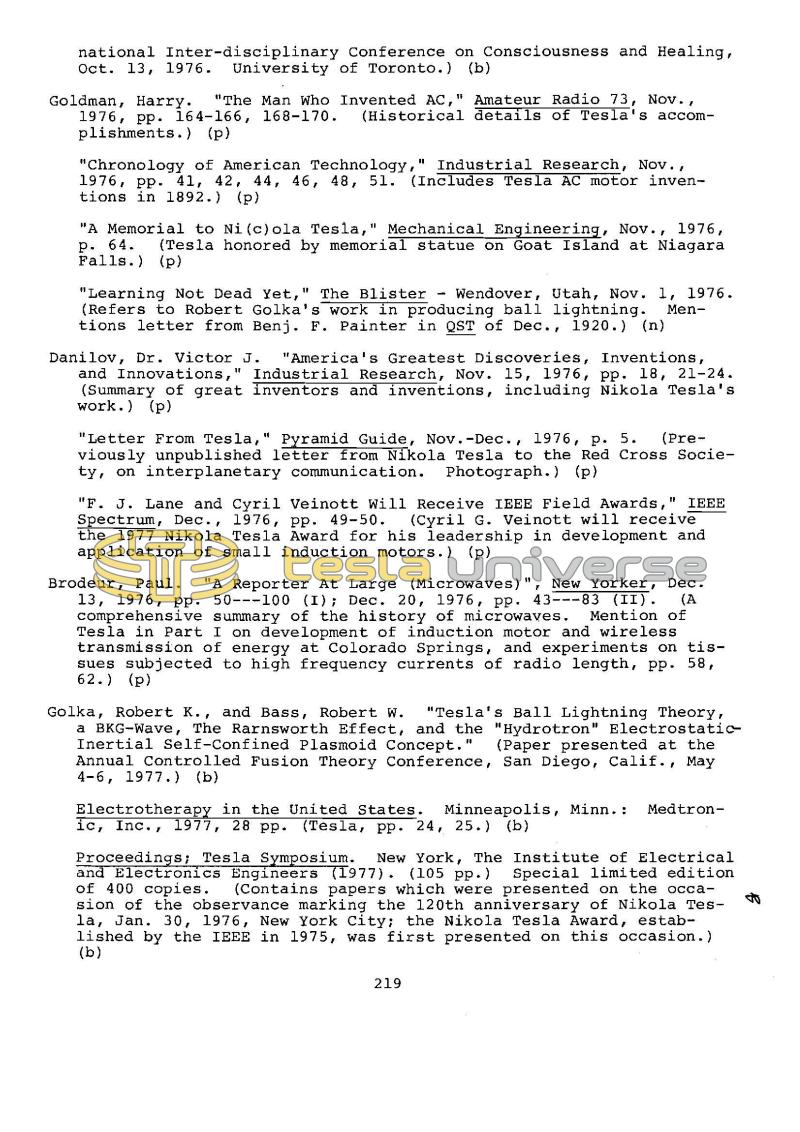 Dr. Nikola Tesla Bibliography - Page 219