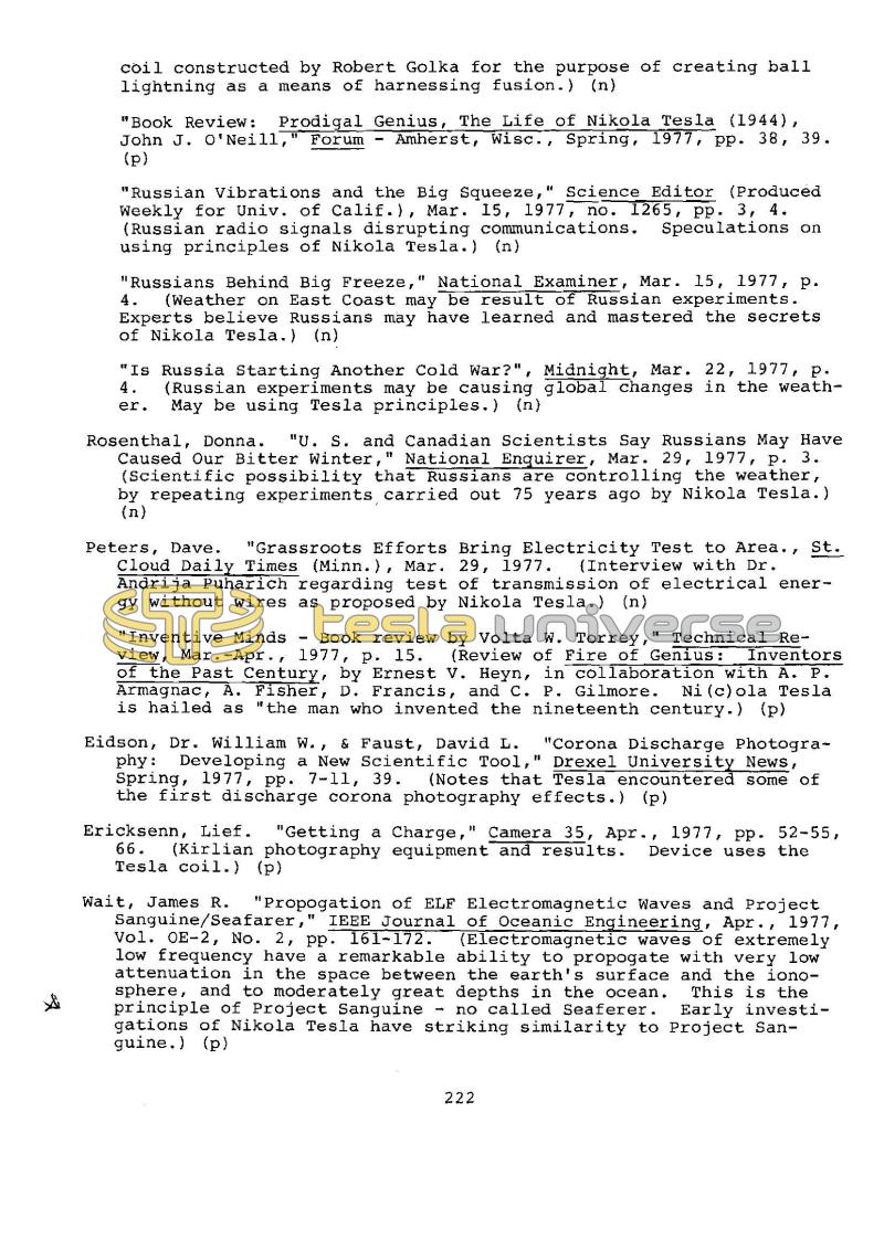 Dr. Nikola Tesla Bibliography - Page 222