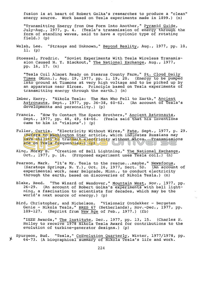 Dr. Nikola Tesla Bibliography - Page 224