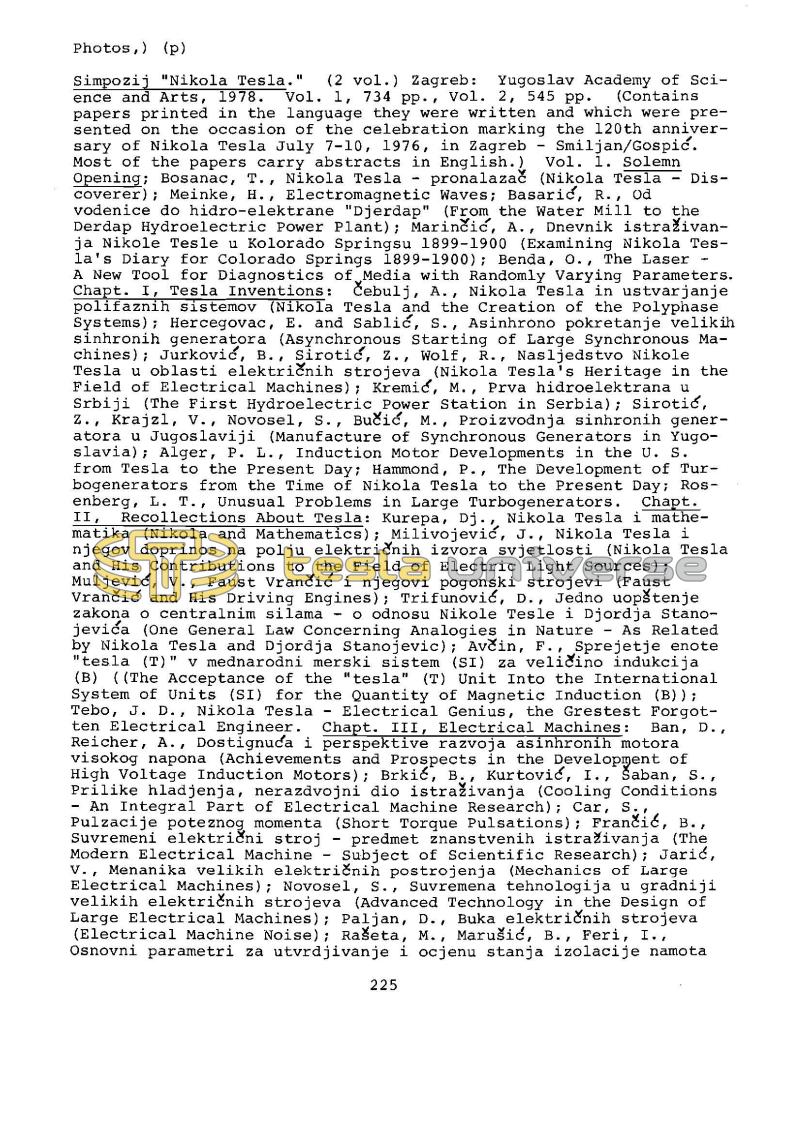 Dr. Nikola Tesla Bibliography - Page 225