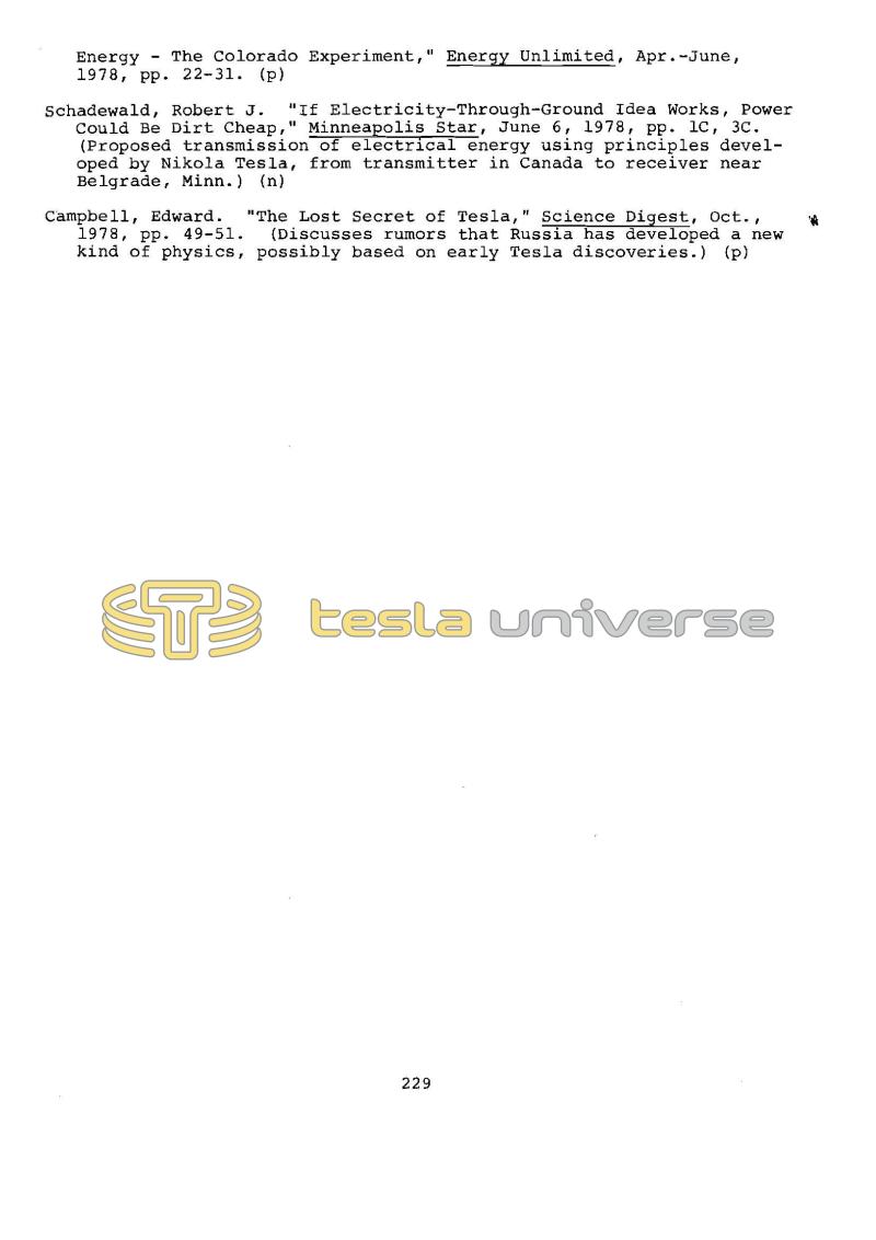 Dr. Nikola Tesla Bibliography - Page 229