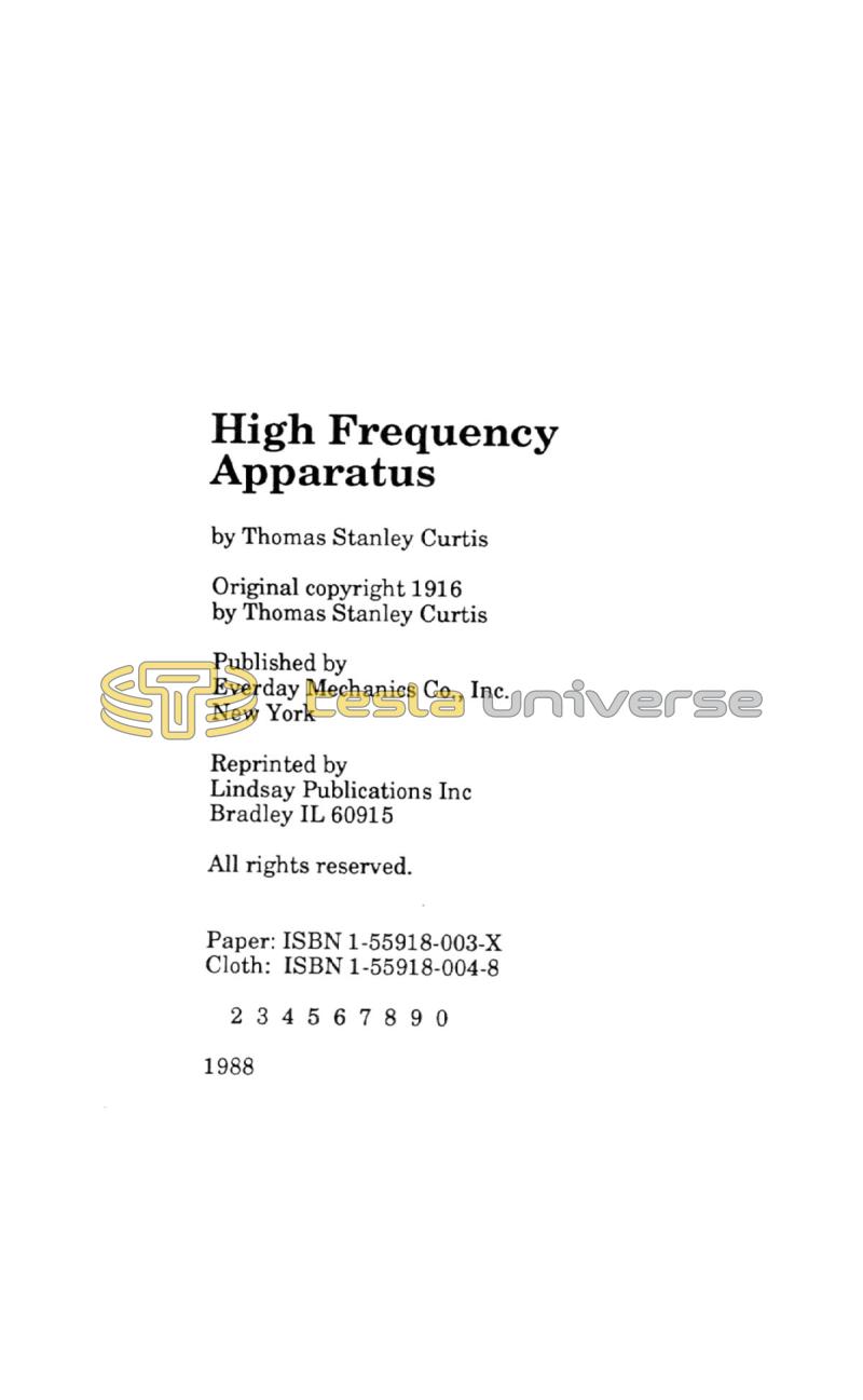High Frequency Apparatus - Page iv
