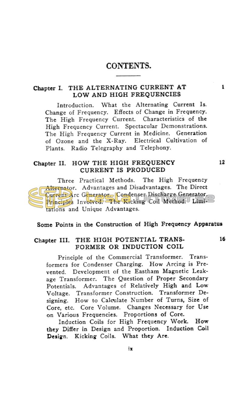 High Frequency Apparatus - Page ix