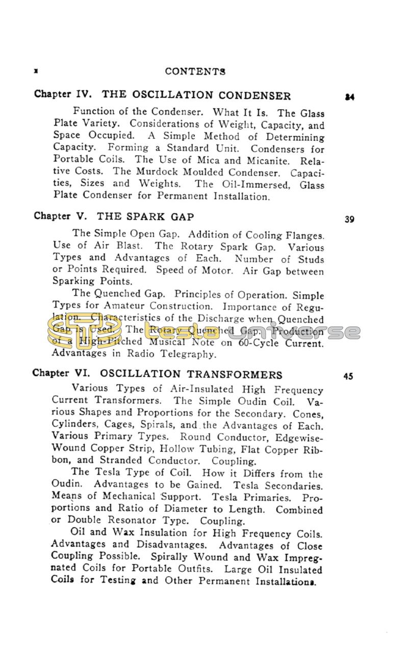 High Frequency Apparatus - Page x