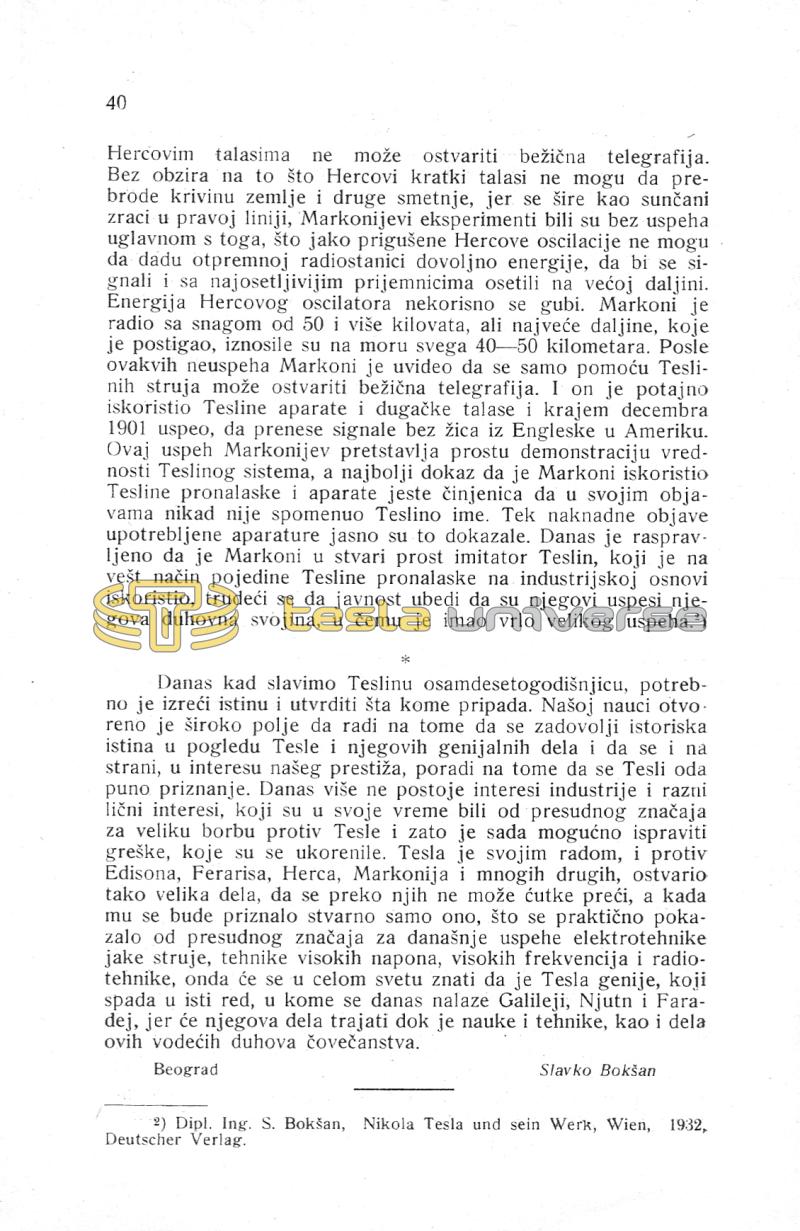 Nikola Tesla and His Works - On the Occassion of the Eightieth Anniversary - Page 40