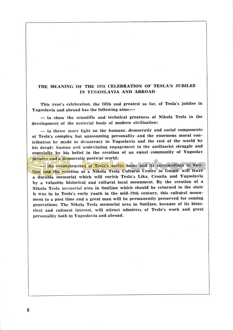 Nikola Tesla: Programme of Celebrations (1976) - Page 8