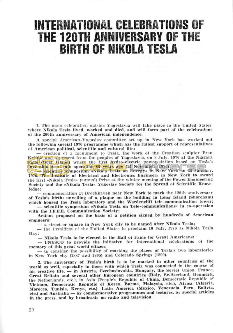 Nikola Tesla: Programme of Celebrations (1976) - Page 20