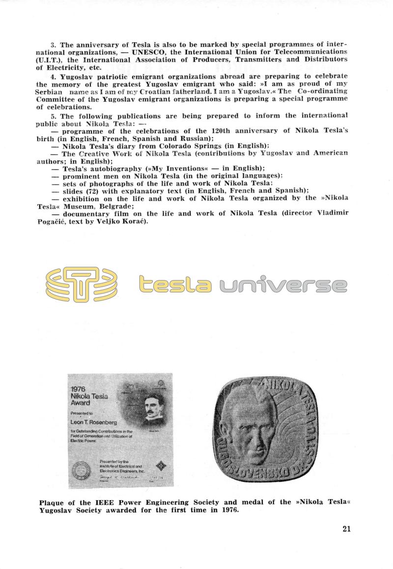 Nikola Tesla: Programme of Celebrations (1976) - Page 21