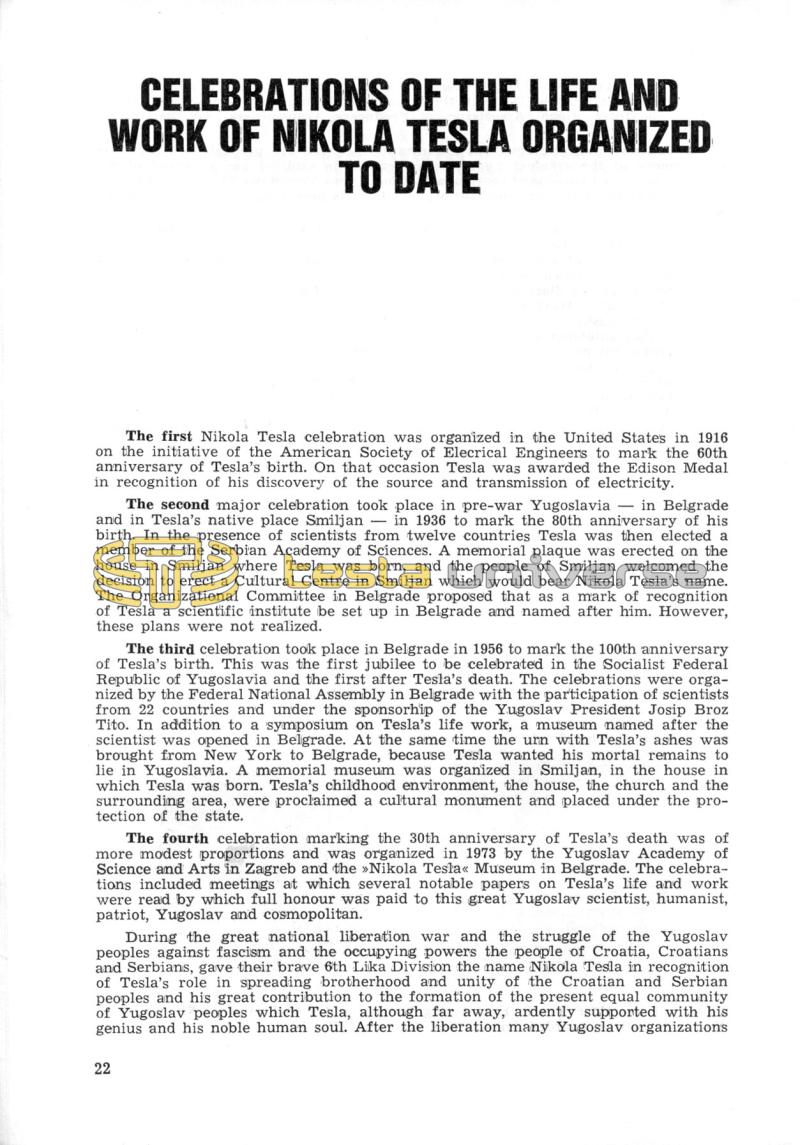 Nikola Tesla: Programme of Celebrations (1976) - Page 22