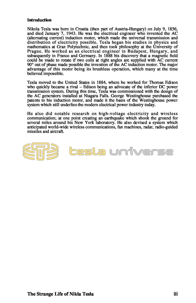 The Strange Life of Nikola Tesla - Page iii