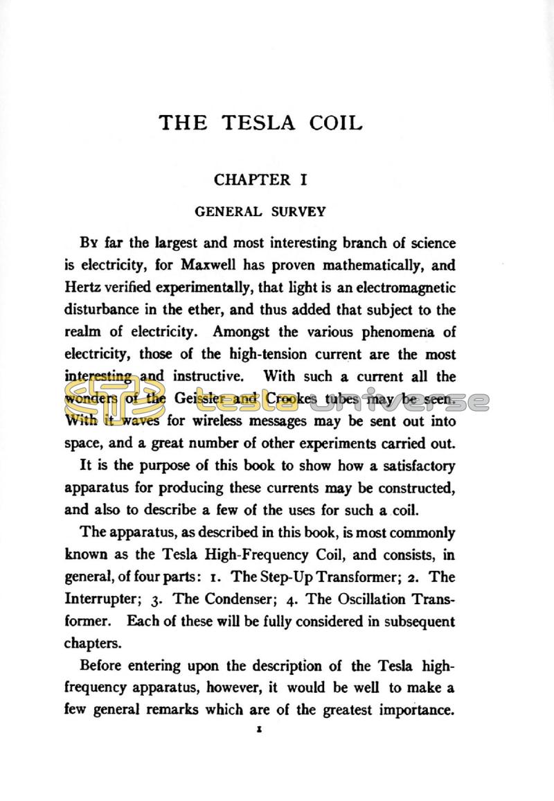 The Tesla High Frequency Coil: Its Construction and Uses - Page 1
