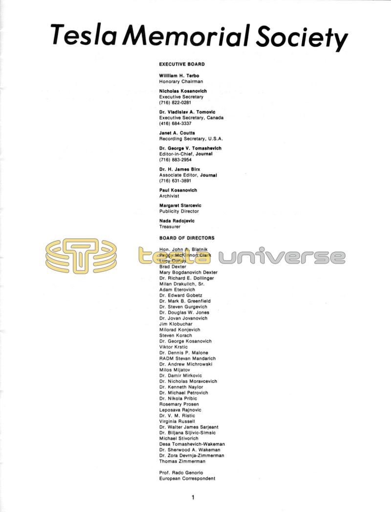 The Tesla Journal - Number 1 - 1981 - Page 1