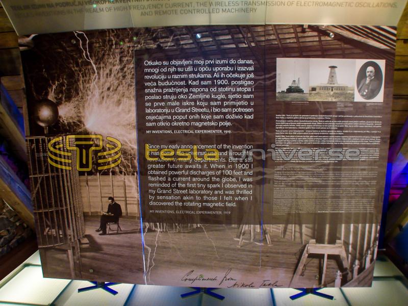 Display inside the replica home of Tesla in Smiljan, Croatia