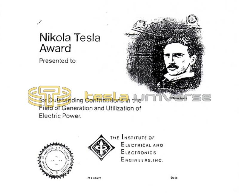 The IEEE Nikola Tesla Award