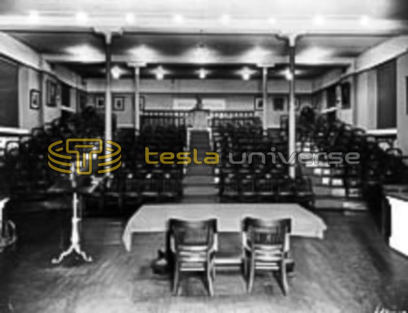 The lecture hall of the Franklin Institute where Tesla lectured