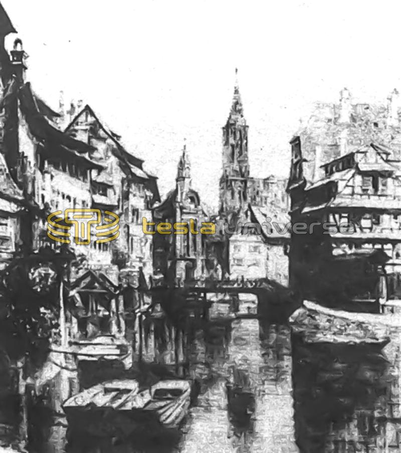 Strasbourg Quay from a lithograph found in Tesla's papers