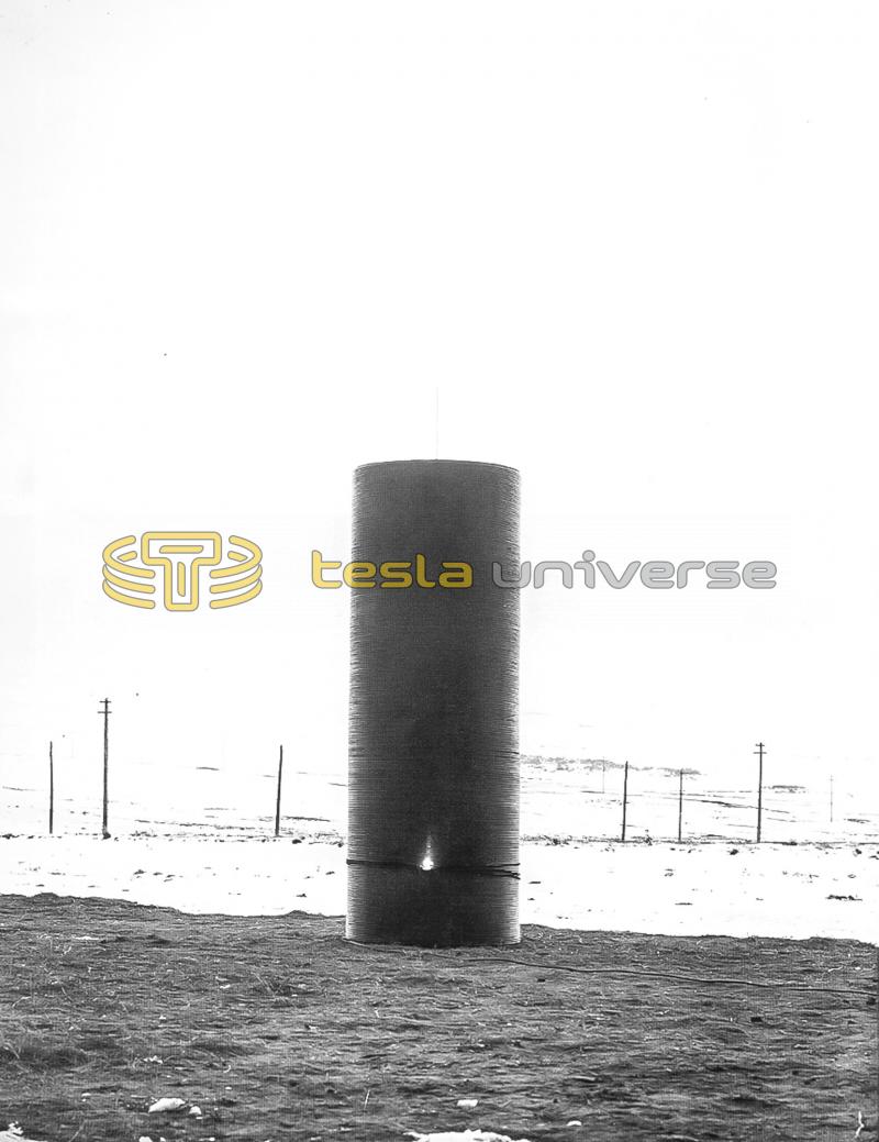 Tesla Colorado Springs wireless electricity experiment showing receiving coil