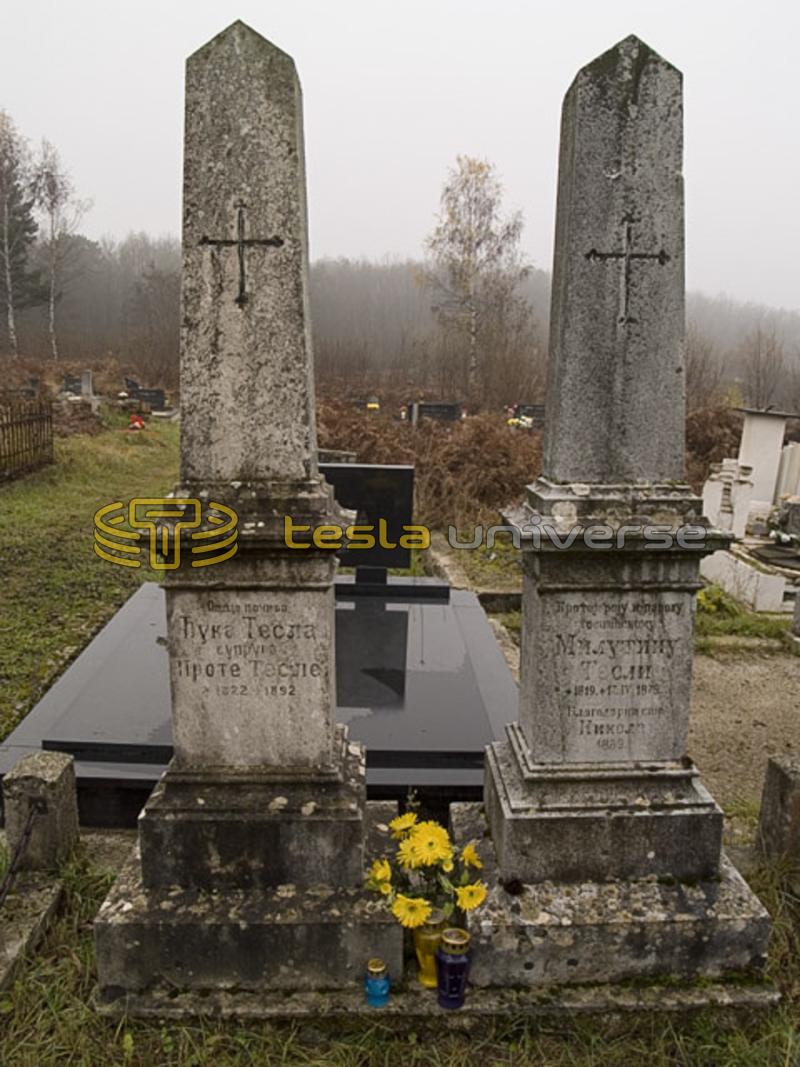 The graves of Tesla's parents in Jasikovac cemetery