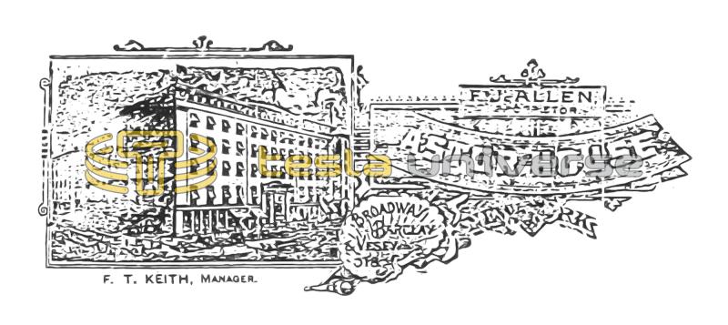 Astor House letterhead from the time when Tesla resided there