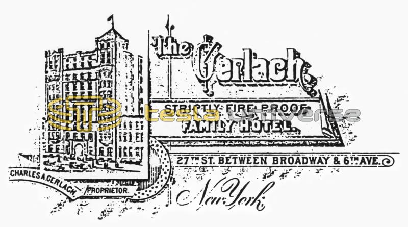 Gerlach Hotel letterhead from the time when Tesla resided there