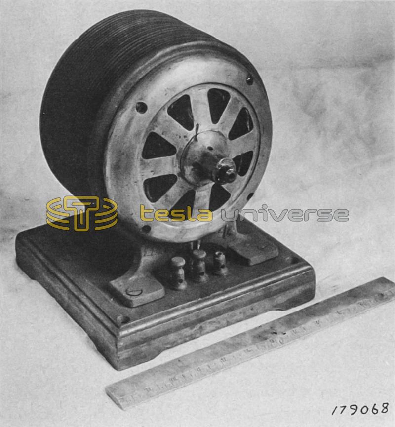 Small two-phase, alternating current induction motor by Nikola Tesla