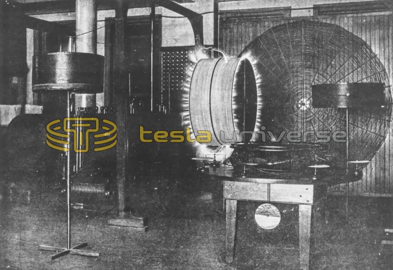 Energized resonating coil in Tesla's Houston St. lab
