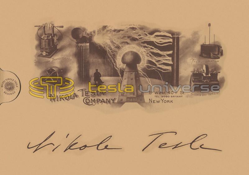Nikola Tesla Company logo and Tesla signature
