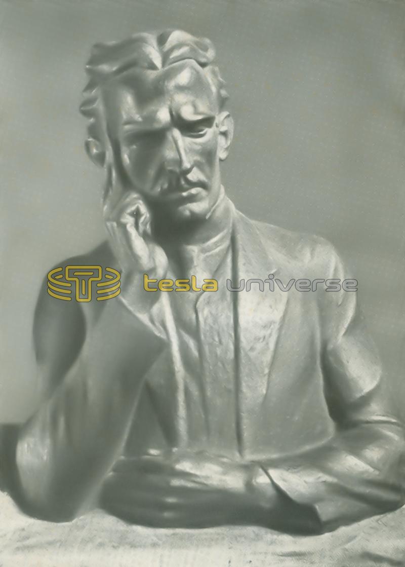 Nikola Tesla bronze bust by Yugoslavian sculptor Fran Menegelo-Dinčić