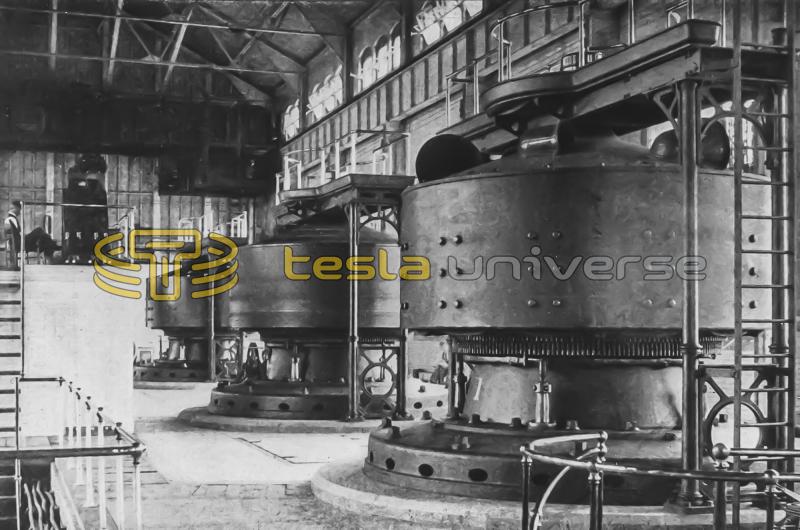Niagara Falls power house interior showing Tesla Westinghouse alternators