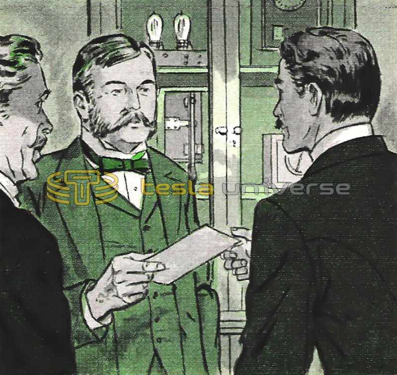 Illustration of Nikola Tesla's meeting with George Westinghouse