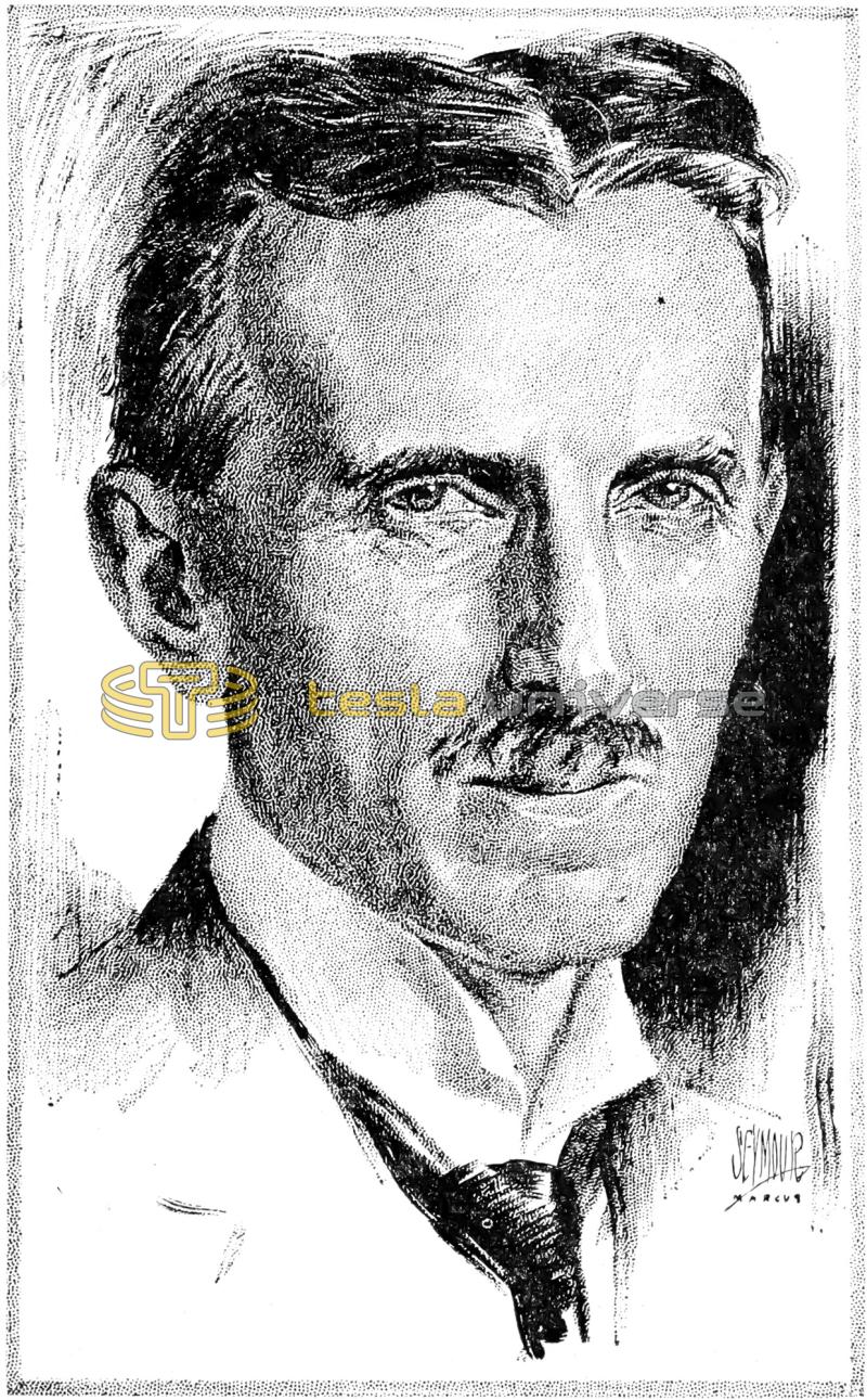 Sketch of Tesla at around 60 years of age