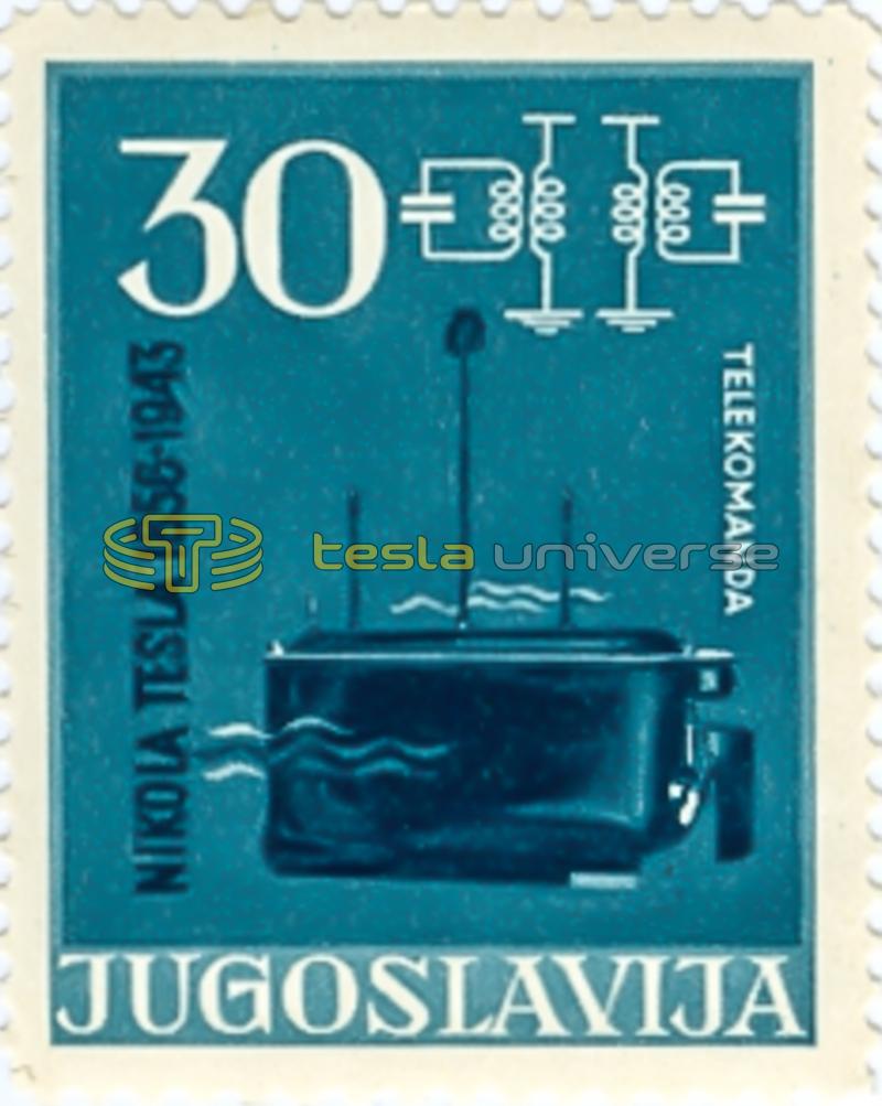 Yugoslavian Nikola Tesla teleautomaton boat commemorative stamp