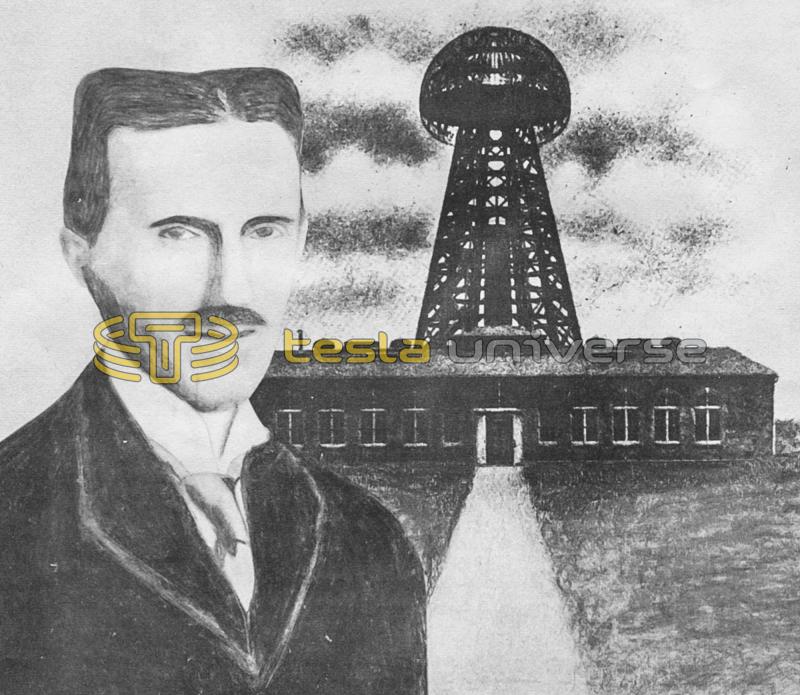 Dr. Nikola Tesla with his Wardenclyffe tower on Long Island, New York