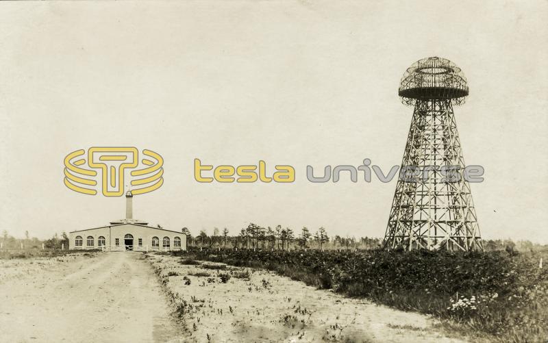Tesla's laboratory building and the uncompleted transmitting tower