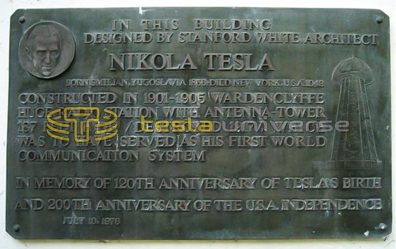 The commemorative plaque honoring Tesla at the Wardenclyffe site