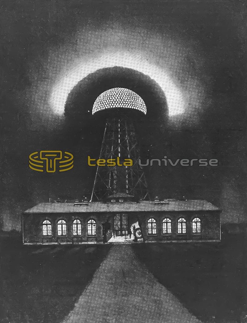 Probable appearance of Tesla's Wardenclyffe tower at night