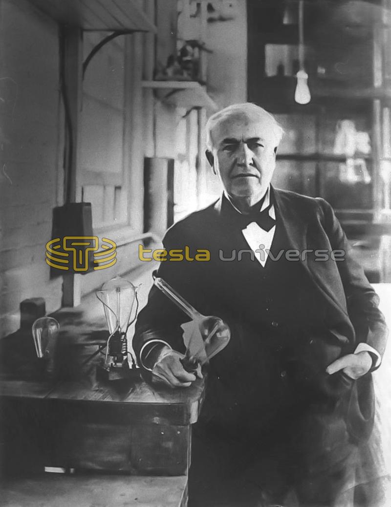 Thomas A. Edison (with 1880 "Edison Effect" lamps)